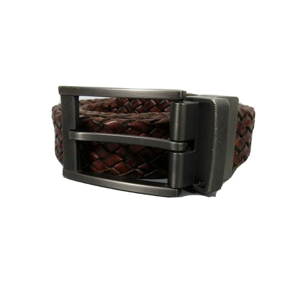Beltox Fine Casual Leather Brown Braided Belt Sz 40 Metal Buckle 1 1/4” x 42.5